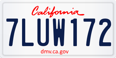 CA license plate 7LUW172