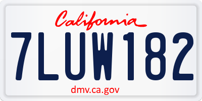 CA license plate 7LUW182