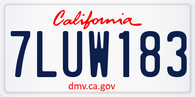 CA license plate 7LUW183