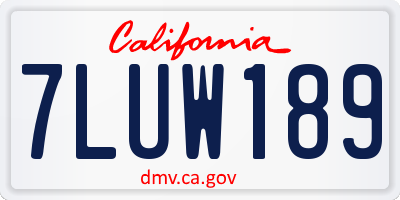 CA license plate 7LUW189