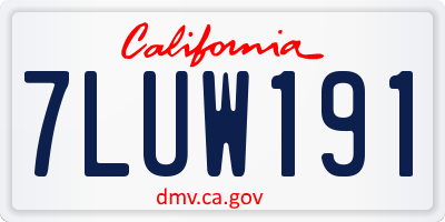 CA license plate 7LUW191