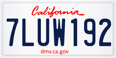 CA license plate 7LUW192