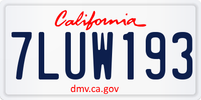 CA license plate 7LUW193