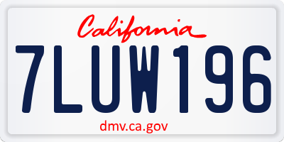 CA license plate 7LUW196