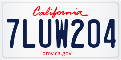 CA license plate 7LUW204