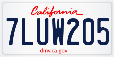 CA license plate 7LUW205