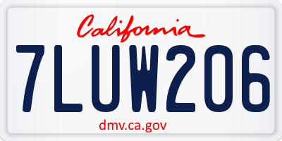 CA license plate 7LUW206
