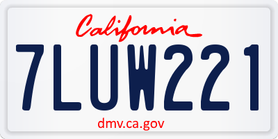 CA license plate 7LUW221