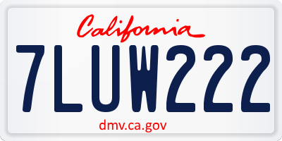CA license plate 7LUW222