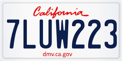 CA license plate 7LUW223