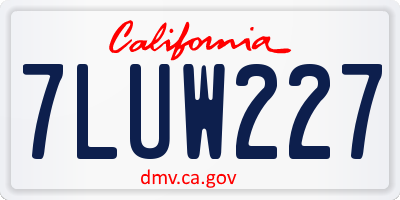 CA license plate 7LUW227