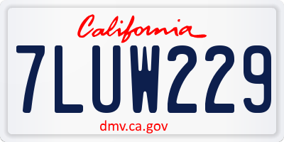 CA license plate 7LUW229