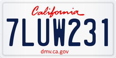 CA license plate 7LUW231