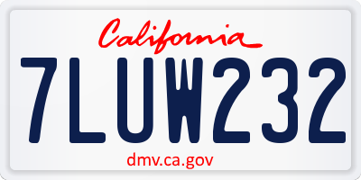CA license plate 7LUW232