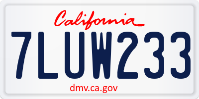 CA license plate 7LUW233