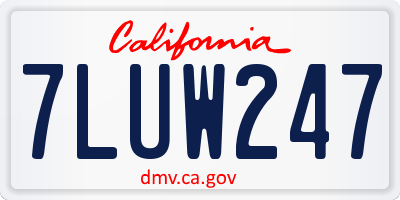 CA license plate 7LUW247