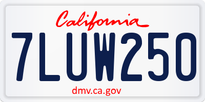 CA license plate 7LUW250