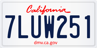 CA license plate 7LUW251