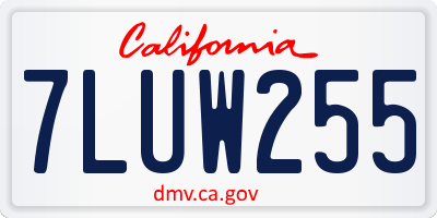 CA license plate 7LUW255