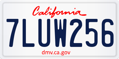 CA license plate 7LUW256