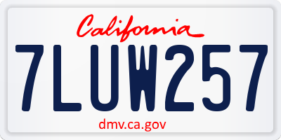 CA license plate 7LUW257