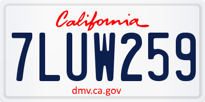 CA license plate 7LUW259