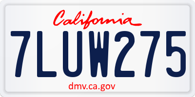 CA license plate 7LUW275
