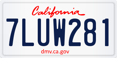 CA license plate 7LUW281