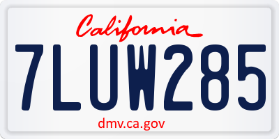 CA license plate 7LUW285