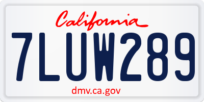 CA license plate 7LUW289