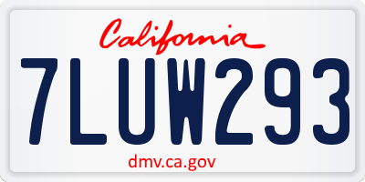 CA license plate 7LUW293