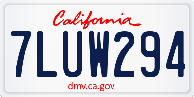 CA license plate 7LUW294