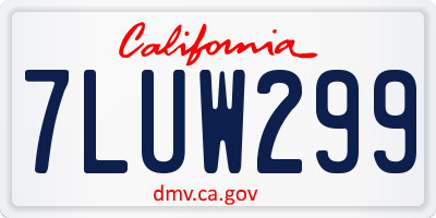 CA license plate 7LUW299