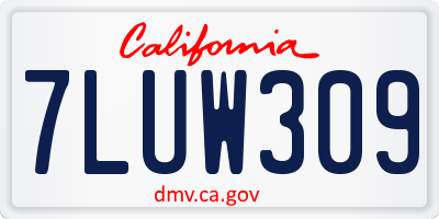 CA license plate 7LUW309