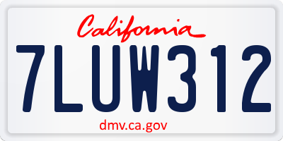 CA license plate 7LUW312