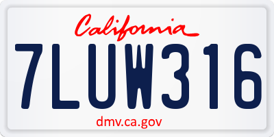 CA license plate 7LUW316