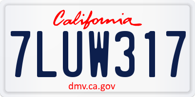 CA license plate 7LUW317
