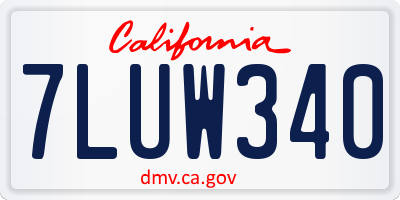 CA license plate 7LUW340