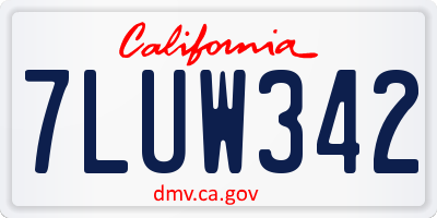 CA license plate 7LUW342