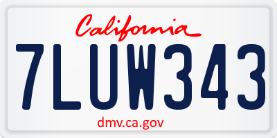 CA license plate 7LUW343