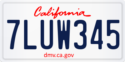 CA license plate 7LUW345