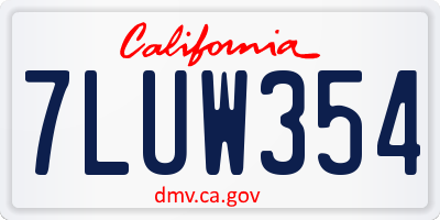 CA license plate 7LUW354