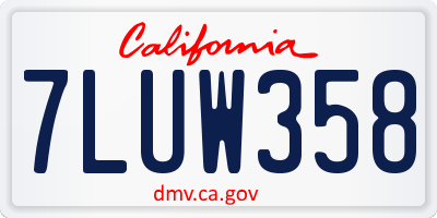 CA license plate 7LUW358