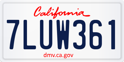 CA license plate 7LUW361