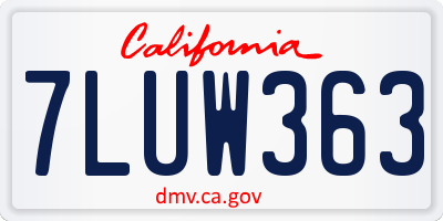 CA license plate 7LUW363