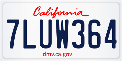 CA license plate 7LUW364