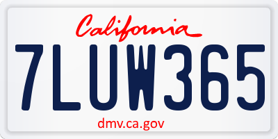 CA license plate 7LUW365