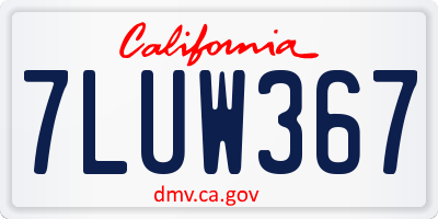 CA license plate 7LUW367