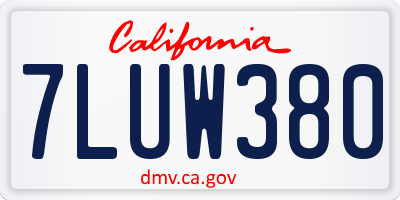 CA license plate 7LUW380