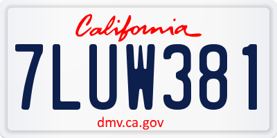 CA license plate 7LUW381